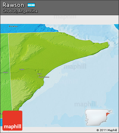 Physical 3D Map of Rawson, political outside
