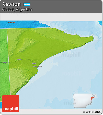 Physical 3D Map of Rawson, political outside