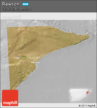 Satellite 3D Map of Rawson, lighten, desaturated