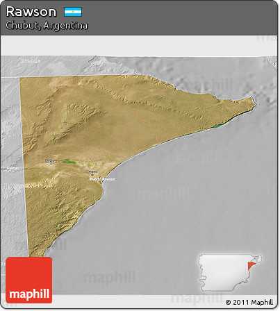 Satellite 3D Map of Rawson, lighten, desaturated