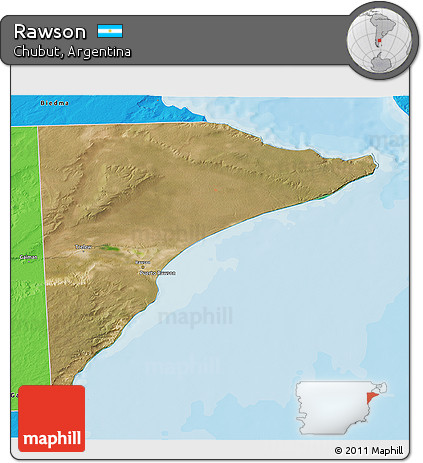 Satellite 3D Map of Rawson, political outside