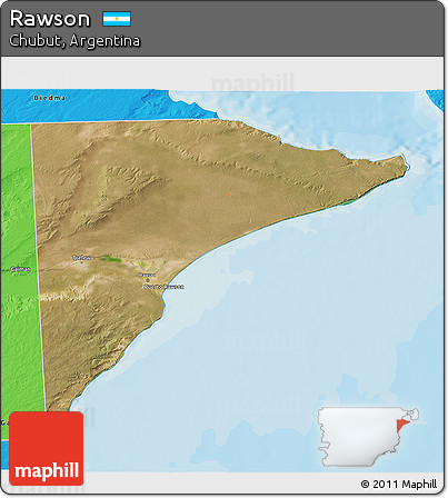 Satellite 3D Map of Rawson, political outside