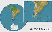 Satellite Location Map of Rawson, within the entire country