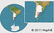 Satellite Location Map of Rawson, highlighted country, within the entire country