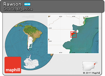 Satellite Location Map of Rawson, highlighted country