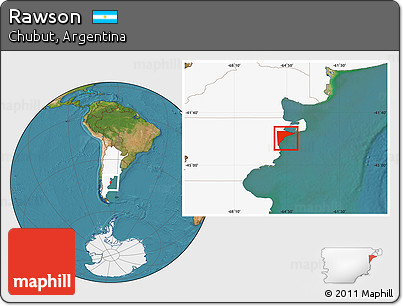 Satellite Location Map of Rawson, highlighted country
