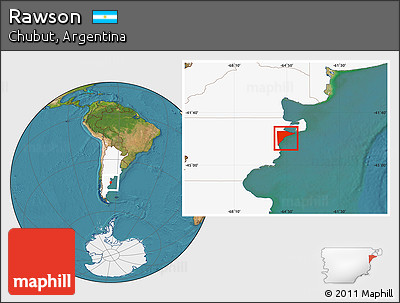 Satellite Location Map of Rawson, highlighted country