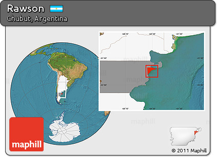 Satellite Location Map of Rawson, highlighted country, highlighted parent region