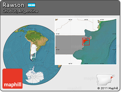 Satellite Location Map of Rawson, highlighted country, highlighted parent region