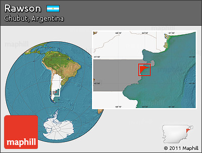 Satellite Location Map of Rawson, highlighted country, highlighted parent region