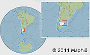 Savanna Style Location Map of Rawson, highlighted parent region, within the entire country, hill shading