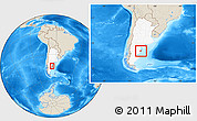 Shaded Relief Location Map of Rawson, highlighted country, within the entire country