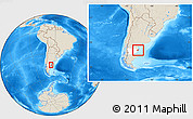 Shaded Relief Location Map of Rawson, highlighted parent region, within the entire country