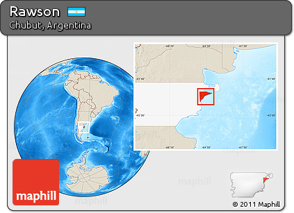 Shaded Relief Location Map of Rawson, highlighted parent region