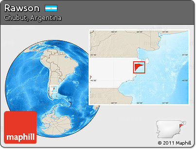 Shaded Relief Location Map of Rawson, highlighted parent region