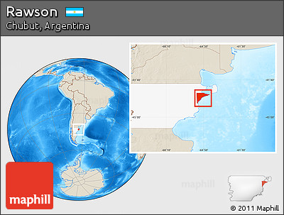 Shaded Relief Location Map of Rawson, highlighted parent region