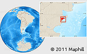 Shaded Relief Location Map of Rawson