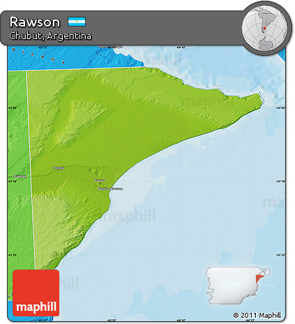 Physical Map of Rawson, political outside