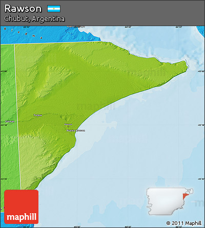 Physical Map of Rawson, political outside