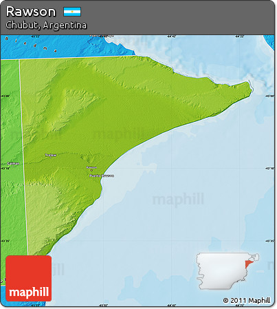 Physical Map of Rawson, political outside