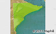 Physical Map of Rawson, satellite outside