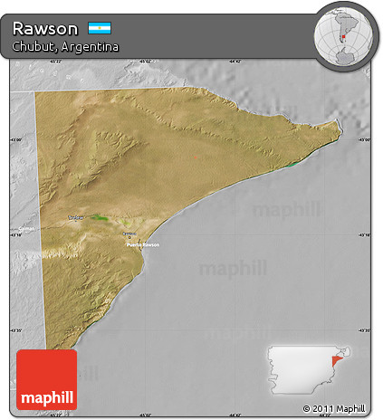 Satellite Map of Rawson, lighten, desaturated