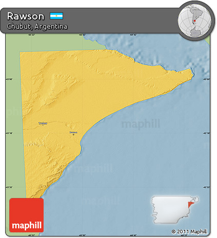Savanna Style Map of Rawson, single color outside