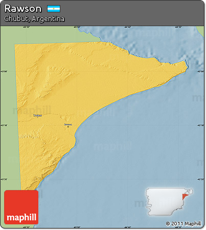 Savanna Style Map of Rawson, single color outside