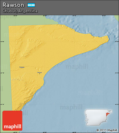 Savanna Style Map of Rawson, single color outside