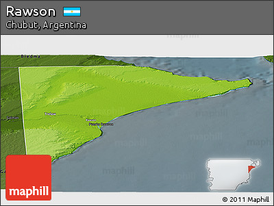 Physical Panoramic Map of Rawson, darken
