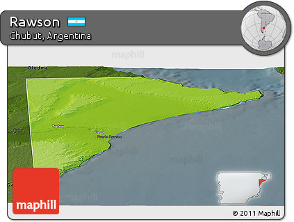 Physical Panoramic Map of Rawson, darken