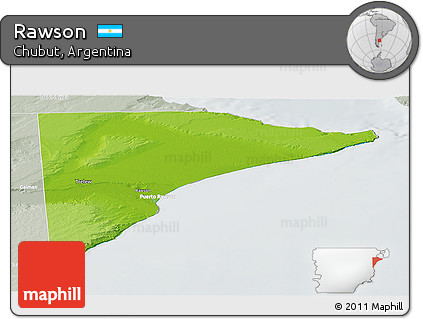 Physical Panoramic Map of Rawson, lighten, semi-desaturated