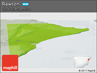 Physical Panoramic Map of Rawson, lighten, semi-desaturated