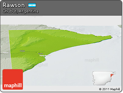 Physical Panoramic Map of Rawson, lighten, semi-desaturated