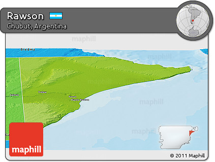 Physical Panoramic Map of Rawson, political outside