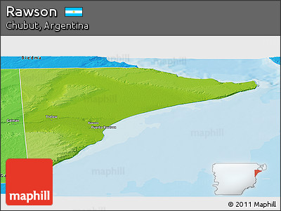 Physical Panoramic Map of Rawson, political outside