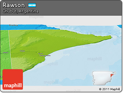 Physical Panoramic Map of Rawson, political outside