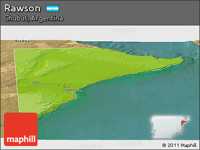 Physical Panoramic Map of Rawson, satellite outside