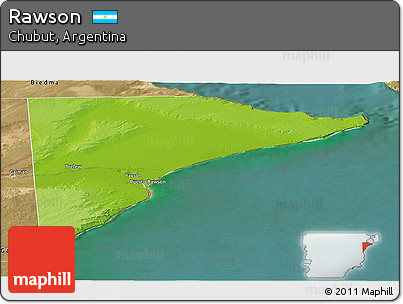 Physical Panoramic Map of Rawson, satellite outside