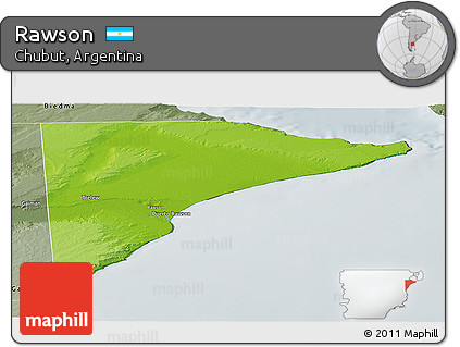 Physical Panoramic Map of Rawson, semi-desaturated