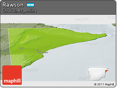 Physical Panoramic Map of Rawson, semi-desaturated