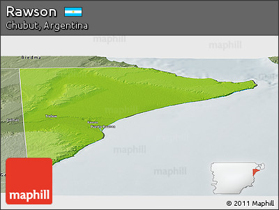 Physical Panoramic Map of Rawson, semi-desaturated