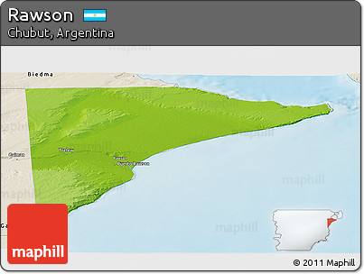 Physical Panoramic Map of Rawson, shaded relief outside