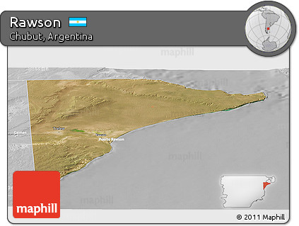 Satellite Panoramic Map of Rawson, lighten, desaturated