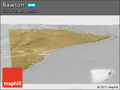 Satellite Panoramic Map of Rawson, lighten, desaturated