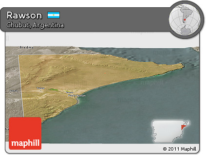 Satellite Panoramic Map of Rawson, semi-desaturated