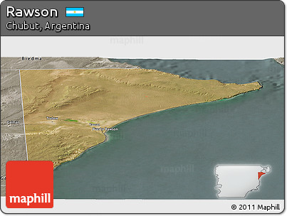 Satellite Panoramic Map of Rawson, semi-desaturated