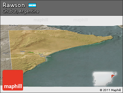 Satellite Panoramic Map of Rawson, semi-desaturated