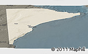 Shaded Relief Panoramic Map of Rawson, darken