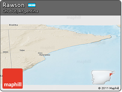 Shaded Relief Panoramic Map of Rawson